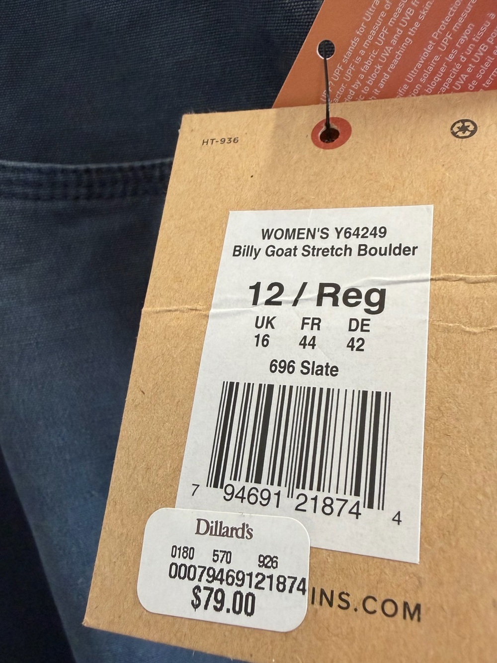 NWT Royal Robbins Billy Goat Stretch Boulder Pants Organic Canvas Size 12 - Picture 9 of 12